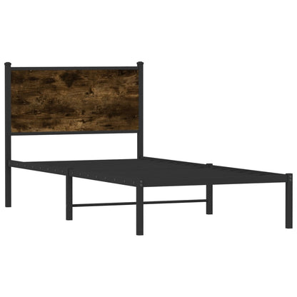 Metal Bed Frame without Mattress Smoked Oak 75x190 cm Small Single