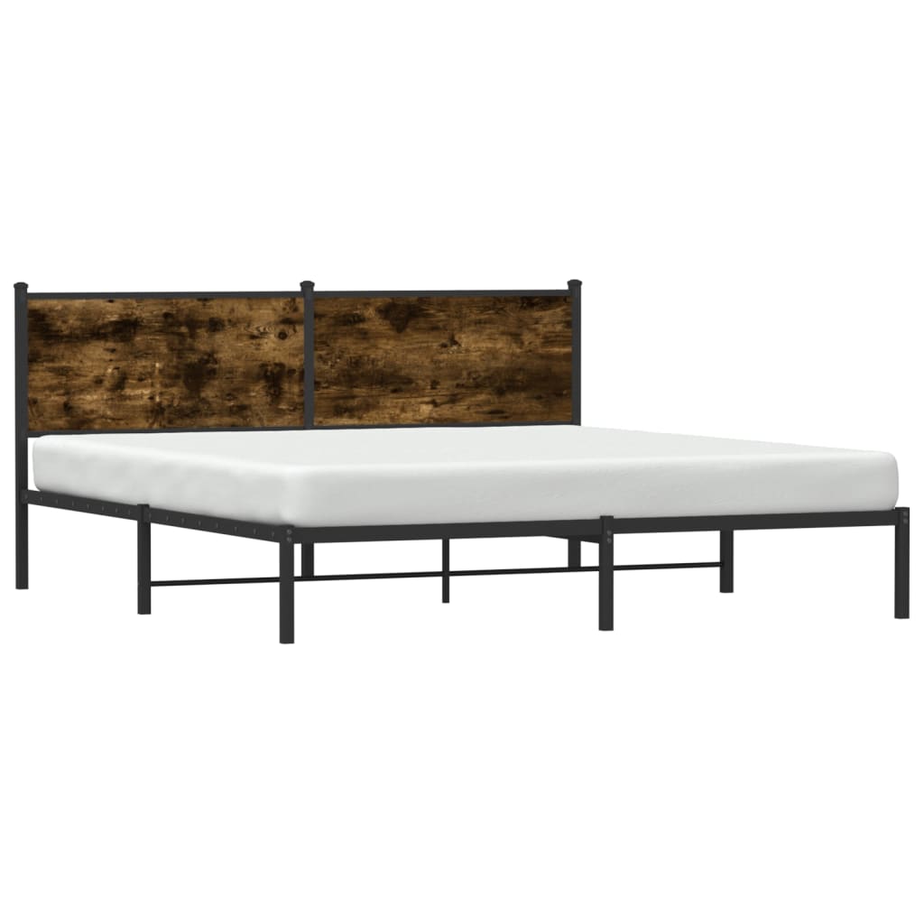 Metal Bed Frame without Mattress Smoked Oak 180x200 cm Super King