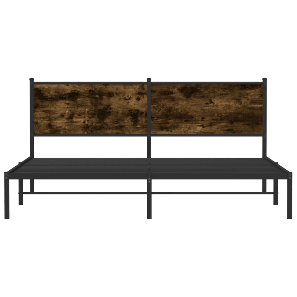 Metal Bed Frame without Mattress Smoked Oak 180x200 cm Super King
