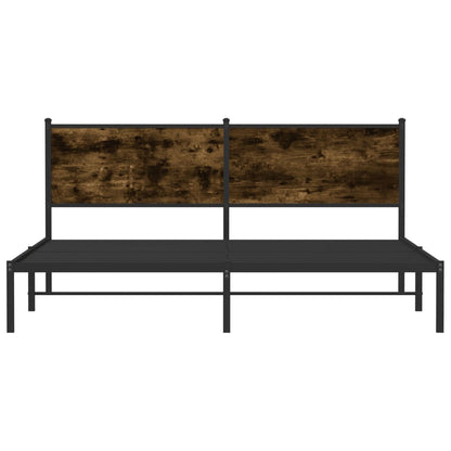 Metal Bed Frame without Mattress Smoked Oak 180x200 cm Super King
