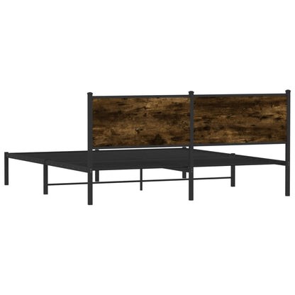 Metal Bed Frame without Mattress Smoked Oak 180x200 cm Super King