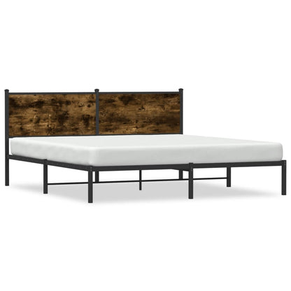 Metal Bed Frame without Mattress Smoked Oak 180x200 cm Super King