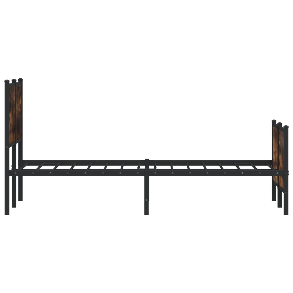 Metal Bed Frame without Mattress Smoked Oak 137x190 cm