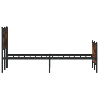 Metal Bed Frame without Mattress Smoked Oak 137x190 cm