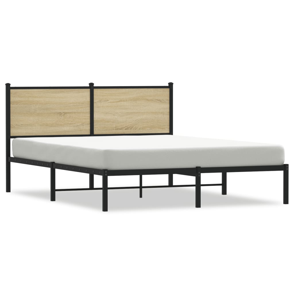 Metal Bed Frame without Mattress Sonoma Oak 140x190 cm