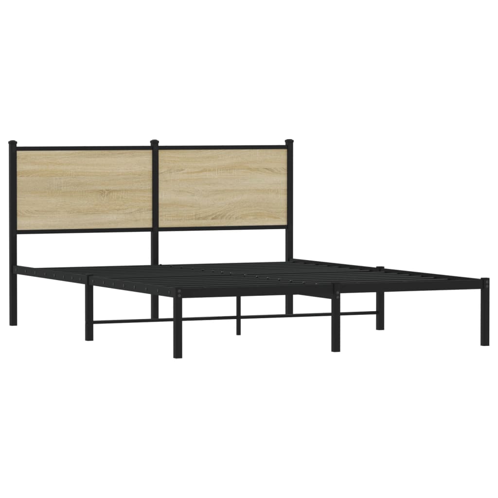 Metal Bed Frame without Mattress Sonoma Oak 140x190 cm