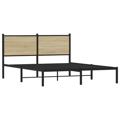 Metal Bed Frame without Mattress Sonoma Oak 140x190 cm