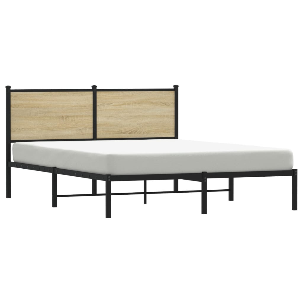 Metal Bed Frame without Mattress Sonoma Oak 140x190 cm