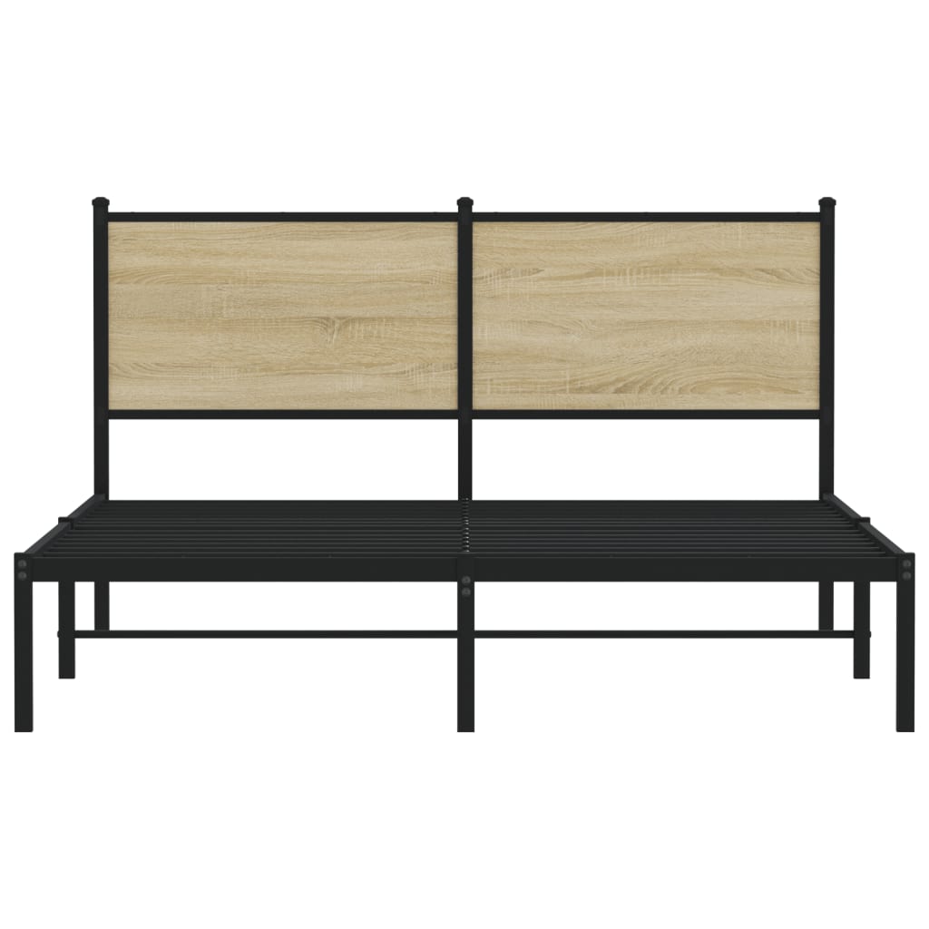 Metal Bed Frame without Mattress Sonoma Oak 140x190 cm