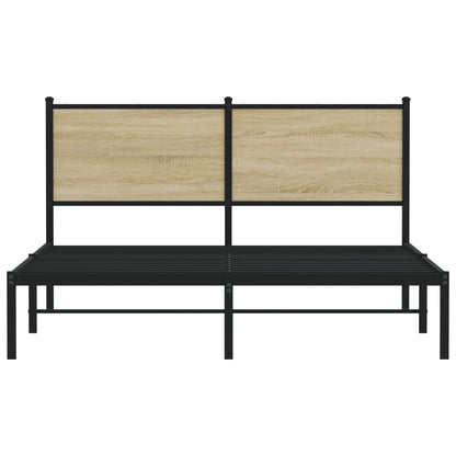 Metal Bed Frame without Mattress Sonoma Oak 140x190 cm
