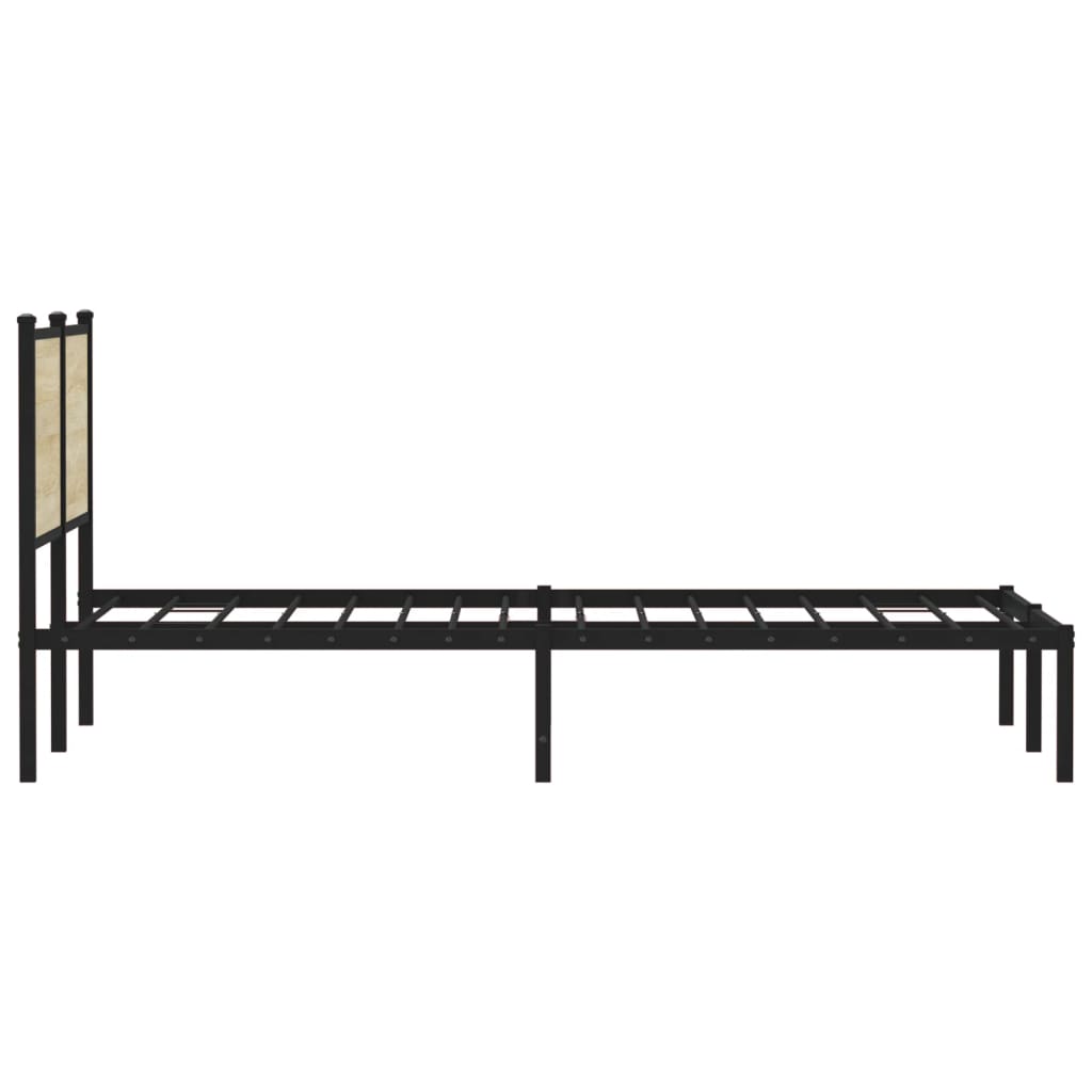 Metal Bed Frame without Mattress Sonoma Oak 140x190 cm