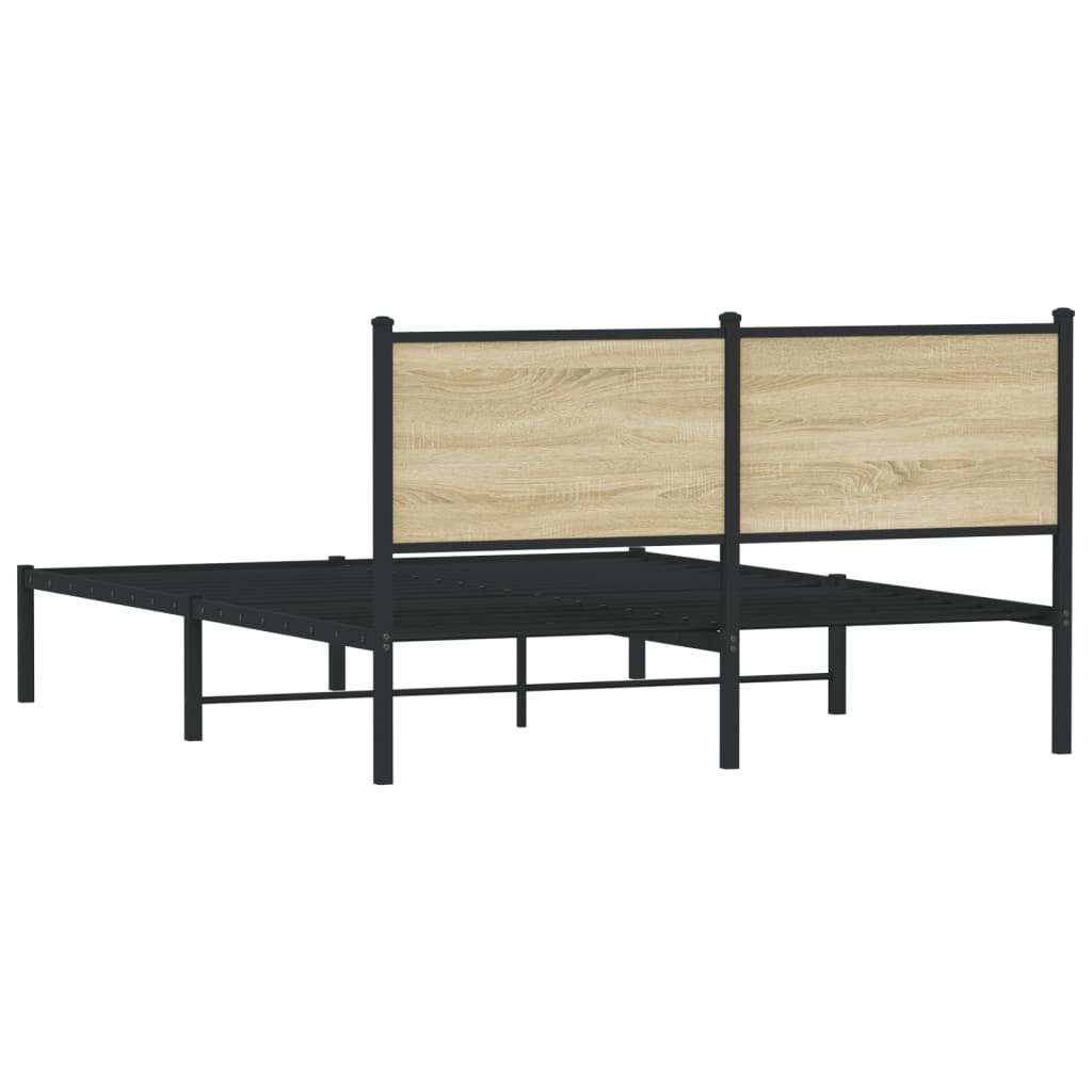 Metal Bed Frame without Mattress Sonoma Oak 140x190 cm