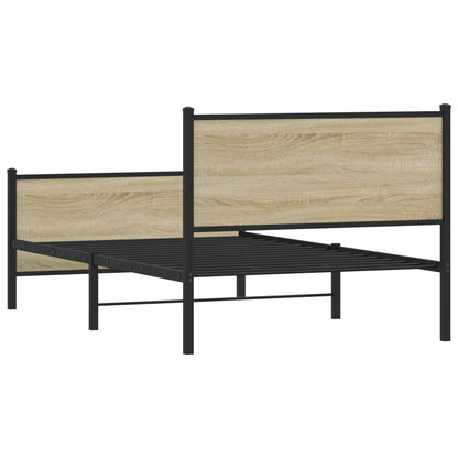 Metal Bed Frame without Mattress Sonoma Oak 100x190 cm
