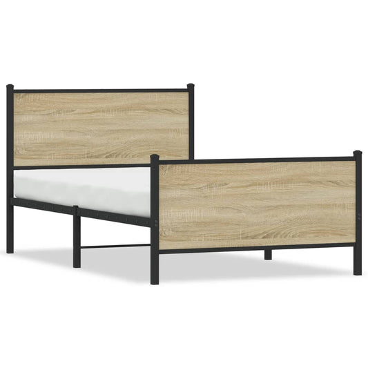 Metal Bed Frame without Mattress Sonoma Oak 100x190 cm