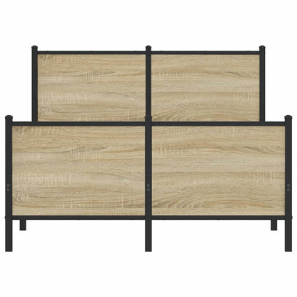 Metal Bed Frame without Mattress Sonoma Oak 120x190 cm Small Double