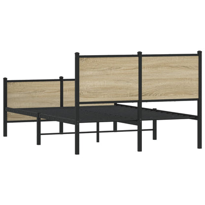 Metal Bed Frame without Mattress Sonoma Oak 120x190 cm Small Double