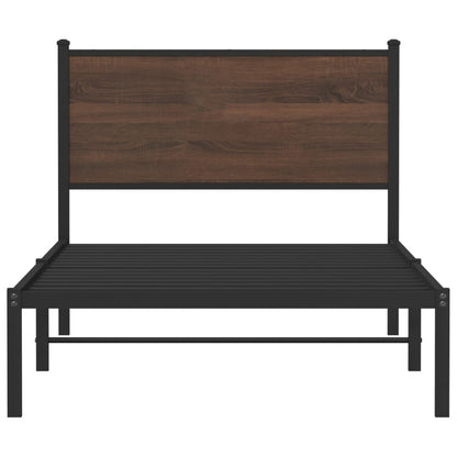 Metal Bed Frame without Mattress Brown Oak 100x190 cm