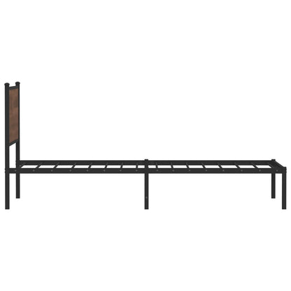 Metal Bed Frame without Mattress Brown Oak 100x190 cm