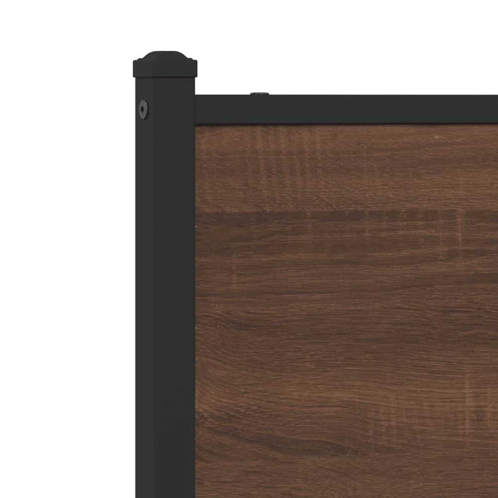 Metal Bed Frame without Mattress Brown Oak 100x190 cm