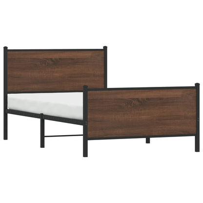 Metal Bed Frame without Mattress Brown Oak 100x190 cm