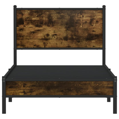 Metal Bed Frame without Mattress Smoked Oak 90x200 cm