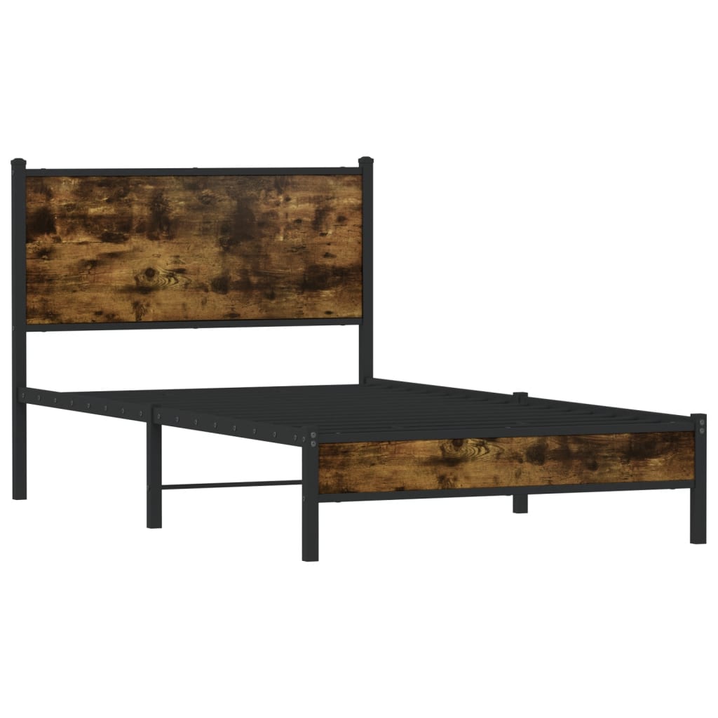 Metal Bed Frame without Mattress Smoked Oak 100x200 cm