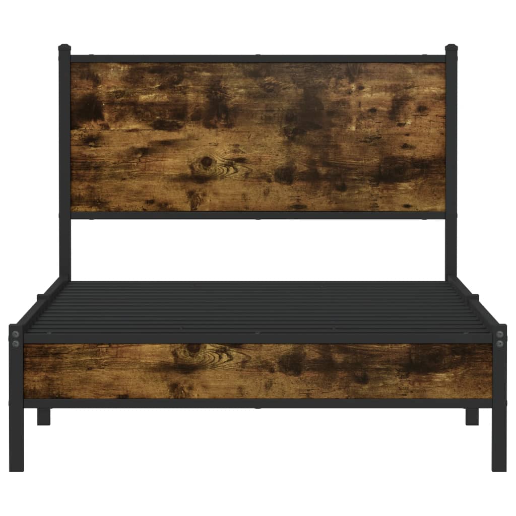 Metal Bed Frame without Mattress Smoked Oak 100x200 cm
