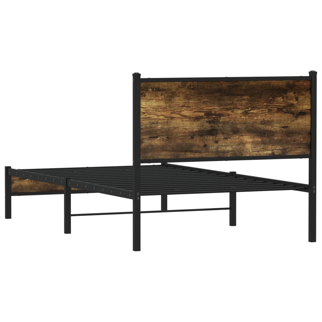 Metal Bed Frame without Mattress Smoked Oak 100x200 cm