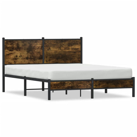 Metal Bed Frame without Mattress Smoked Oak 137x190 cm