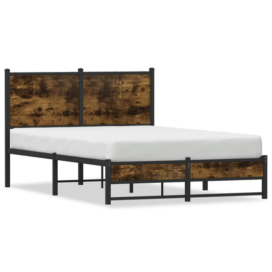 Metal Bed Frame without Mattress Smoked Oak 120x200 cm