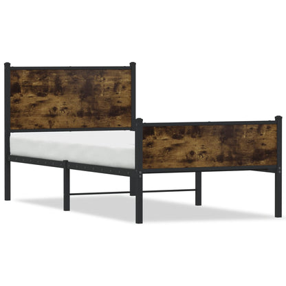 Metal Bed Frame without Mattress Smoked Oak 90x200 cm