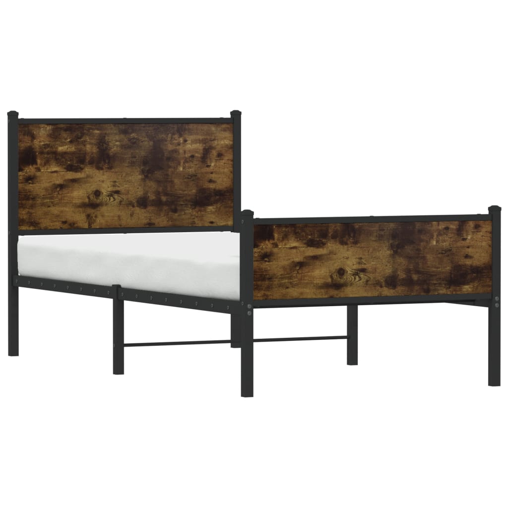 Metal Bed Frame without Mattress Smoked Oak 90x200 cm
