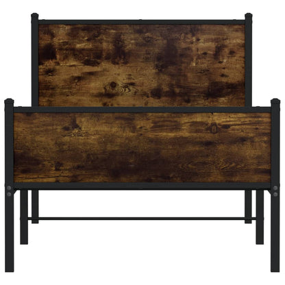 Metal Bed Frame without Mattress Smoked Oak 90x200 cm