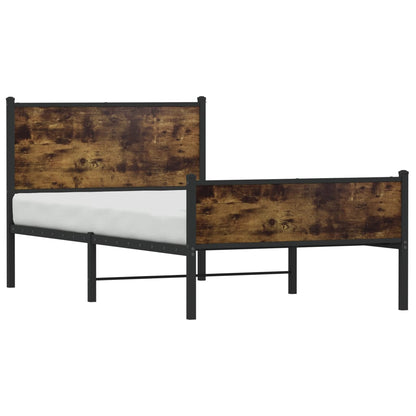 Metal Bed Frame without Mattress Smoked Oak 100x190 cm