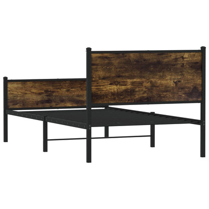 Metal Bed Frame without Mattress Smoked Oak 100x190 cm