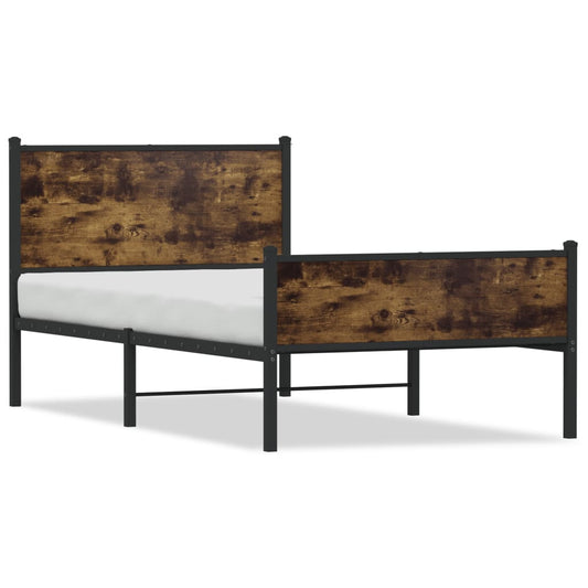 Metal Bed Frame without Mattress Smoked Oak 100x190 cm