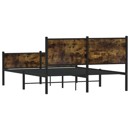 Metal Bed Frame without Mattress Smoked Oak 140x200 cm
