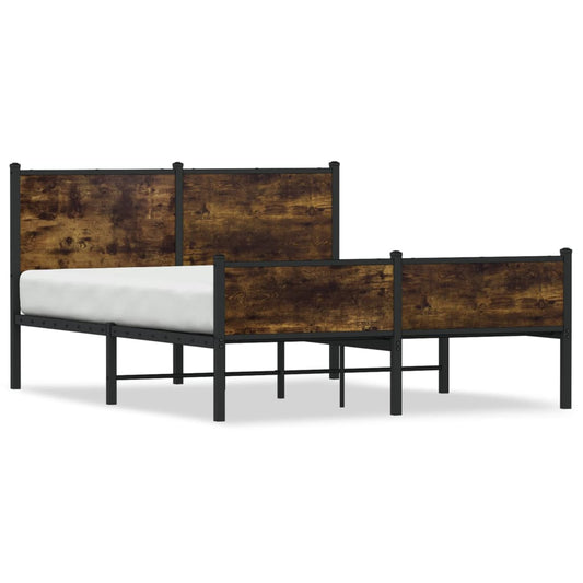 Metal Bed Frame without Mattress Smoked Oak 140x200 cm