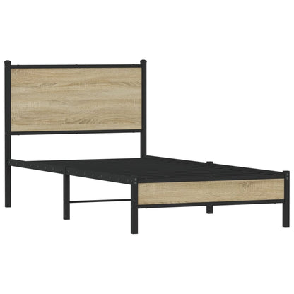 Metal Bed Frame without Mattress Sonoma Oak 75x190 cm Small Single