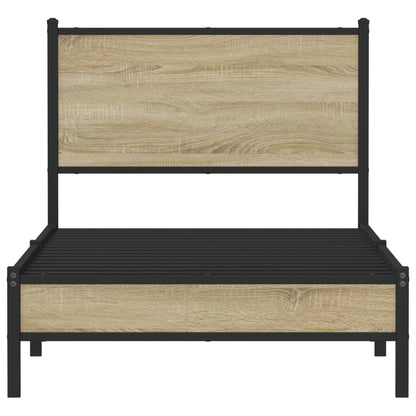 Metal Bed Frame without Mattress Sonoma Oak 75x190 cm Small Single