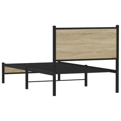 Metal Bed Frame without Mattress Sonoma Oak 75x190 cm Small Single