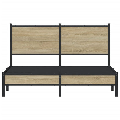 Metal Bed Frame without Mattress Sonoma Oak 137x190 cm