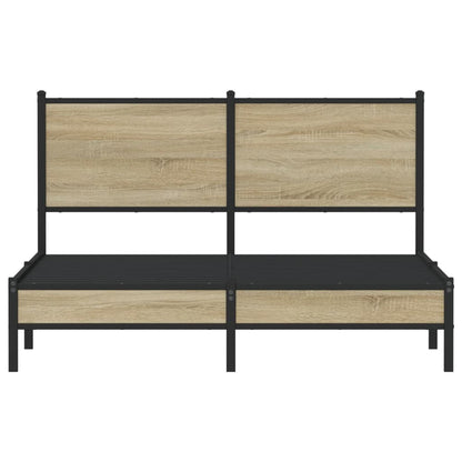 Metal Bed Frame without Mattress Sonoma Oak 150x200 cm King Size