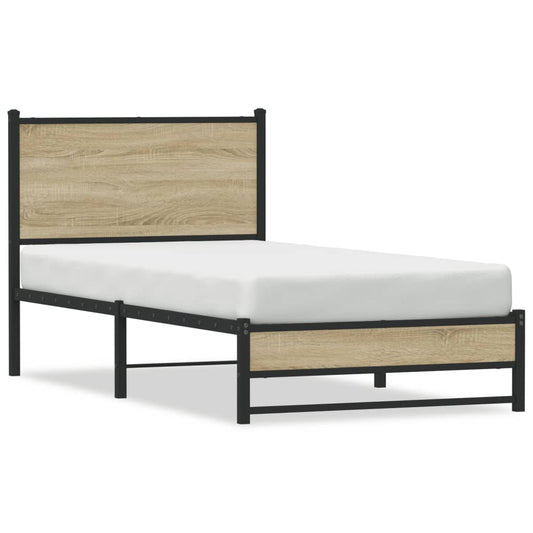 Metal Bed Frame without Mattress Sonoma Oak 80x200 cm