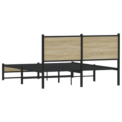 Metal Bed Frame without Mattress Sonoma Oak 137x190 cm