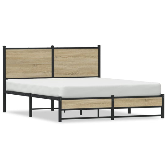 Metal Bed Frame without Mattress Sonoma Oak 137x190 cm