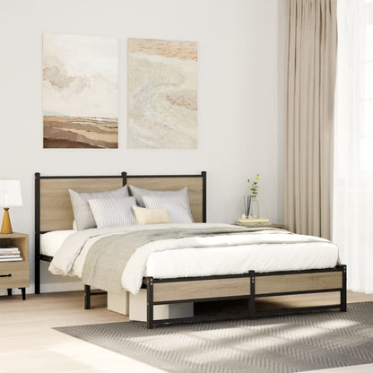 Metal Bed Frame without Mattress Sonoma Oak 140x190 cm