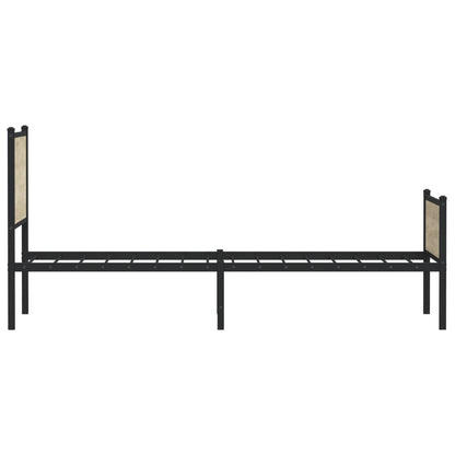 Metal Bed Frame without Mattress Sonoma Oak 75x190 cm Small Single