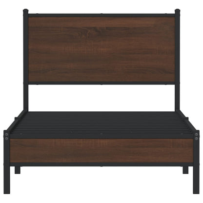 Metal Bed Frame without Mattress Brown Oak 80x200 cm