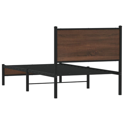 Metal Bed Frame without Mattress Brown Oak 80x200 cm